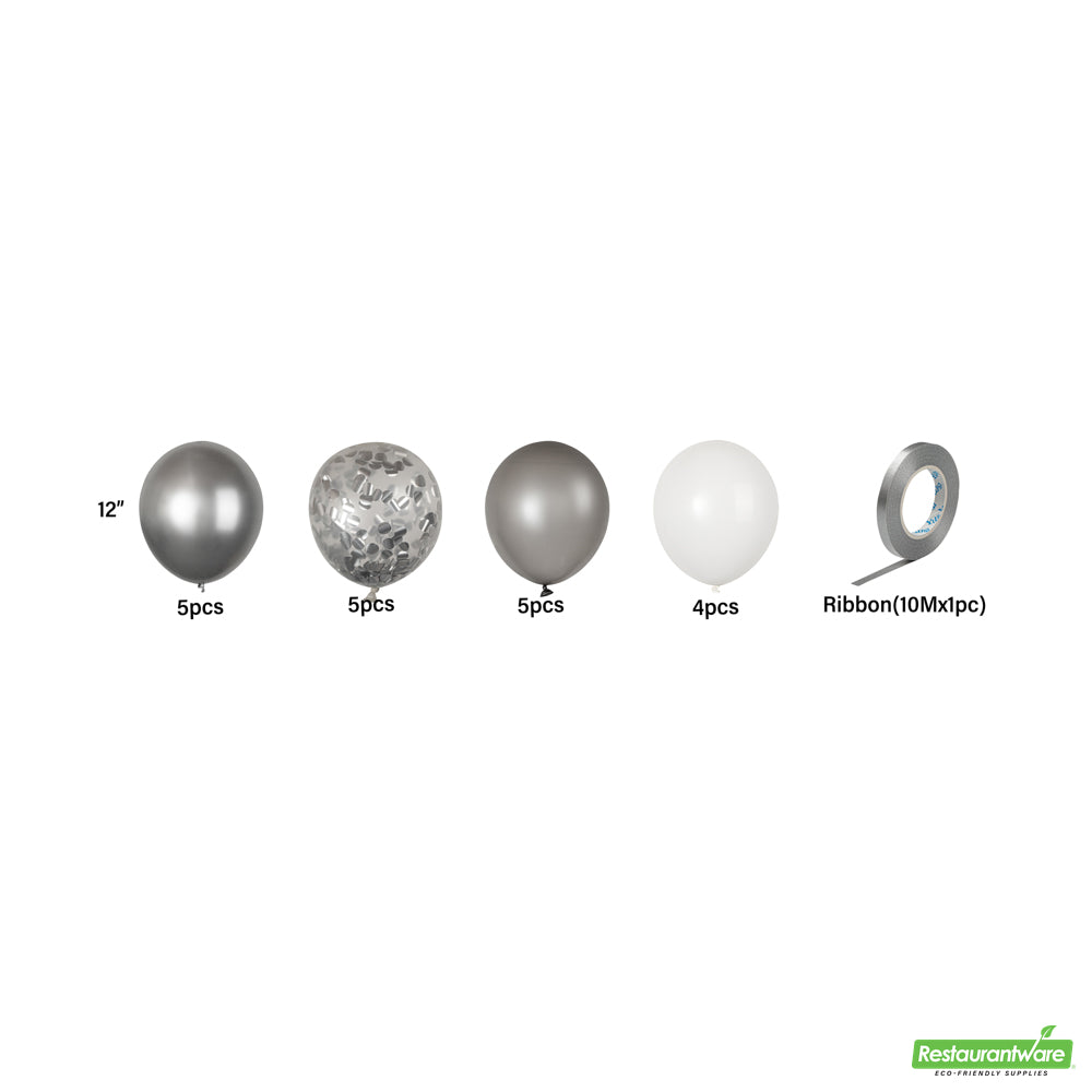 Wholesale Restaurantware Balloonify Silver Confetti Balloon Set - 20 Pieces- Bulk