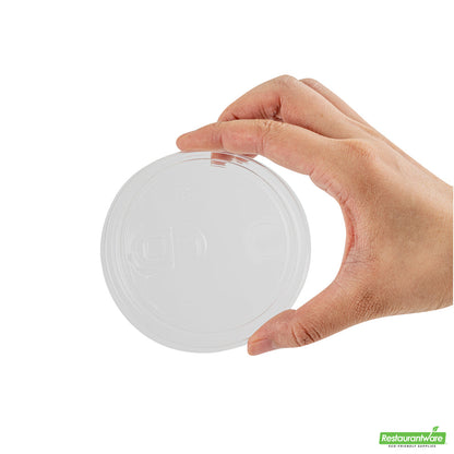 Wholesale Restaurantware Sustain Clear Pla Plastic Straw or Sip Cold Cup Lid - Fits 9, 12, 16, 20 and 22 Oz, Compostable- Bulk