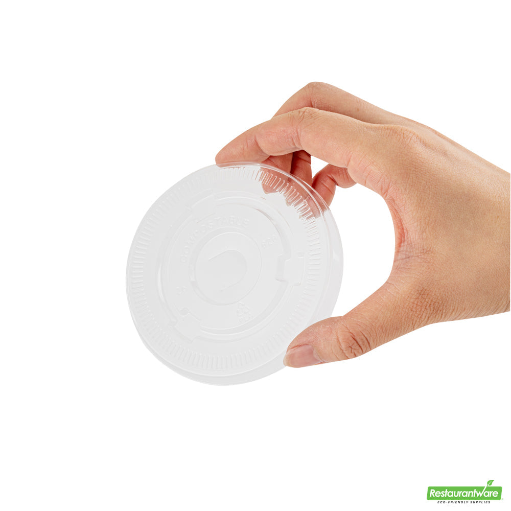 Wholesale Restaurantware Sustain Clear Pla Plastic Cold Cup Flat Lid - Fits 9, 12, 16, 20 and 22 Oz, Compostable- Bulk