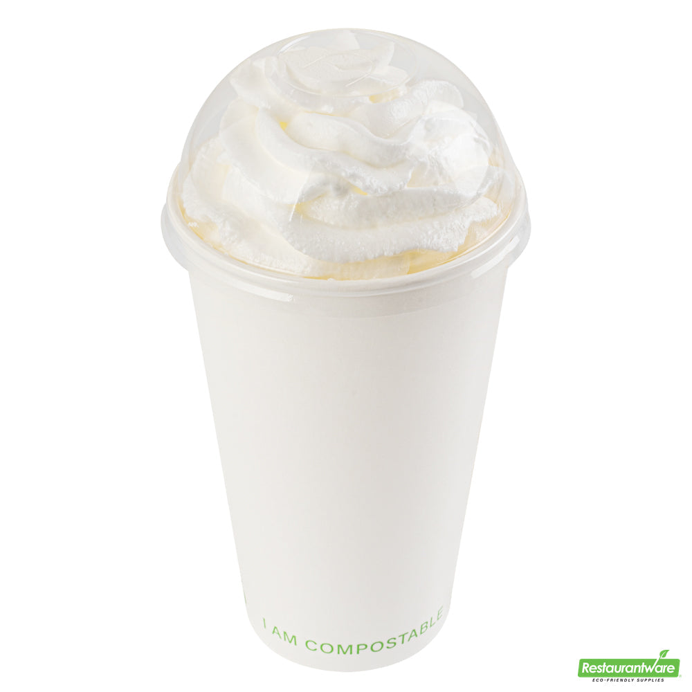 Wholesale Restaurantware Sustain Clear Pla Plastic Cold Cup Dome Lid - Fits 9, 12, 16, 20 and 22 Oz, Compostable- Bulk