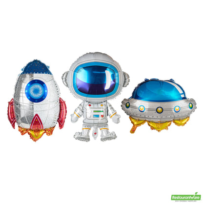 Wholesale Restaurantware Mylar 3-Piece Space Balloon Set - 33.1" X 23.6" X 0.1"- Bulk
