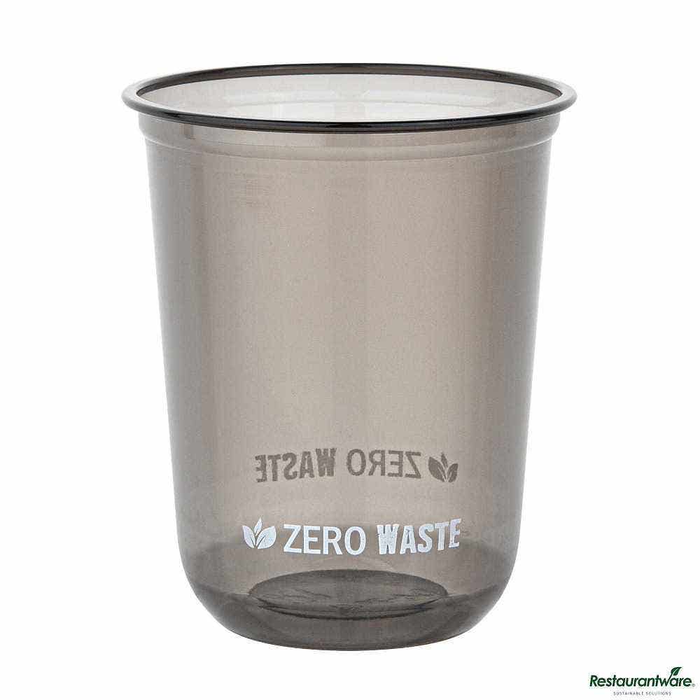 Wholesale Restaurantware Sustain 12 Oz U-Shape Black PLA Plastic Drinking Cup 100 ct- Bulk