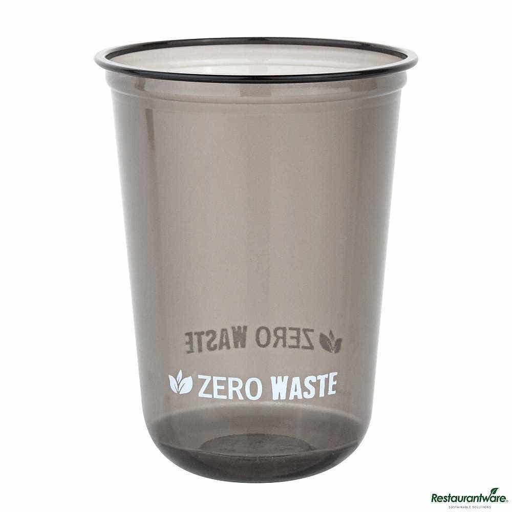 Wholesale Restaurantware Sustain 16 Oz U-Shape Black PLA Plastic Drinking Cup 100 ct- Bulk