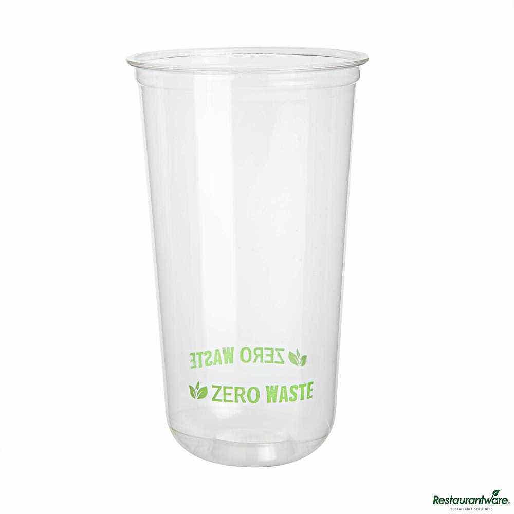 Wholesale Restaurantware Sustain 24 Oz U-Shape Clear PLA Plastic Drinking Cup 100 ct- Bulk