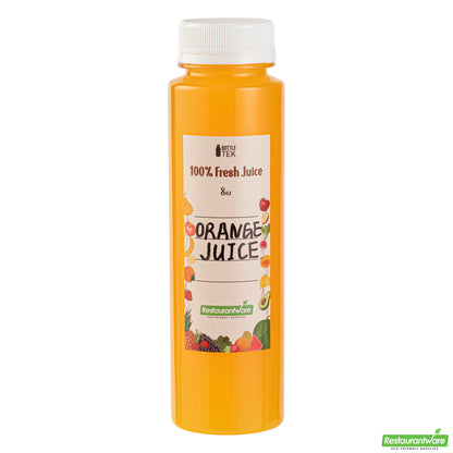 Wholesale Restaurantware Bottle Tek 10 Round Clear 8 oz Plastic Juice Bottles with Safety Caps- Bulk