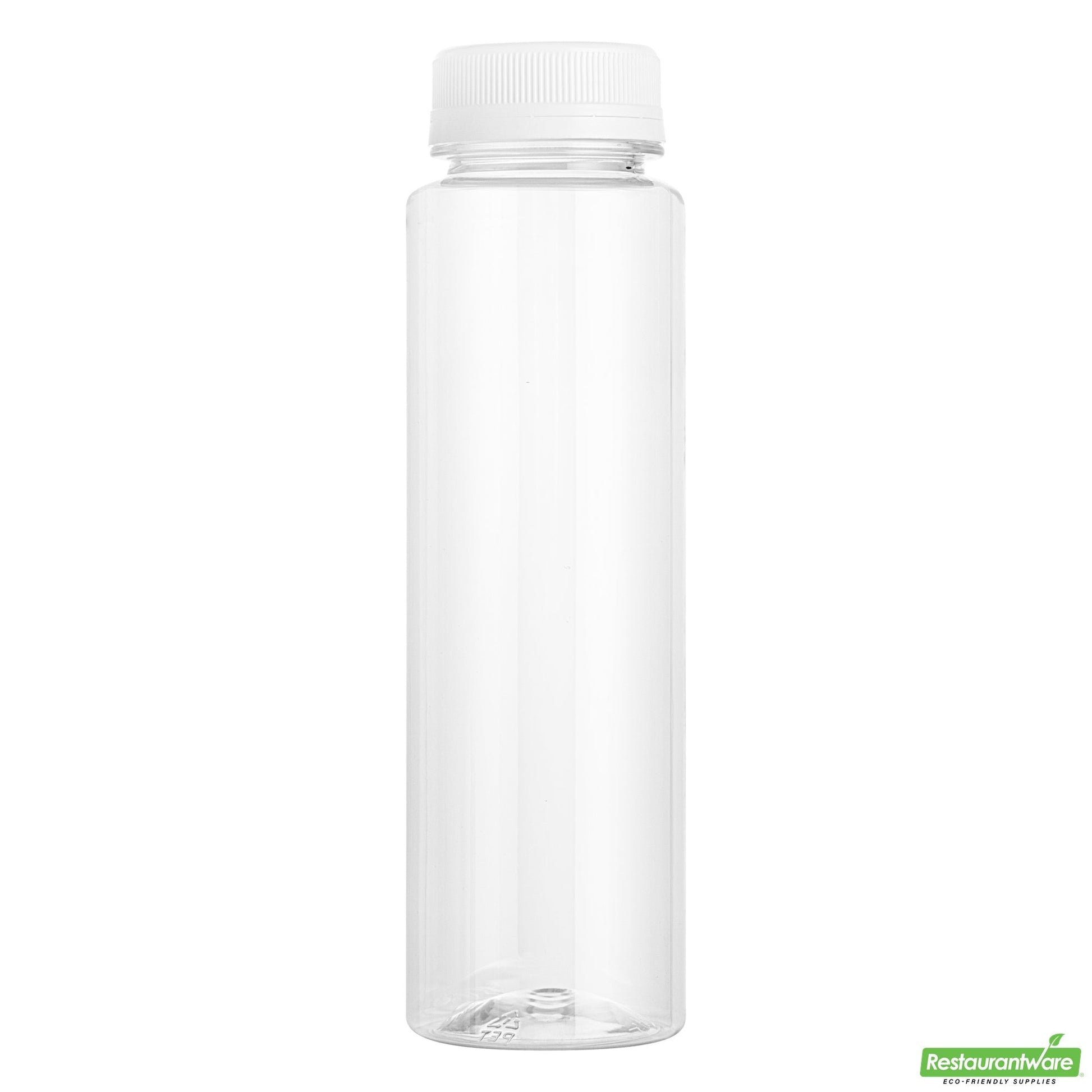 Wholesale Restaurantware Bottle Tek 100 Round Clear 8 Oz Plastic Juice Bottles with Safety Caps- Bulk