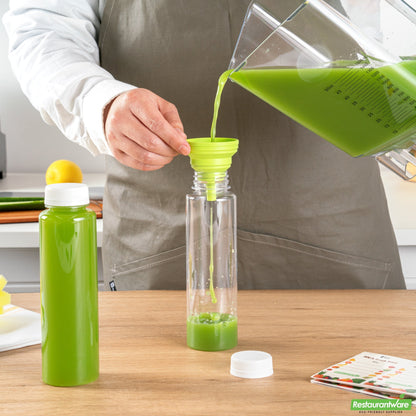 Wholesale Restaurantware Bottle Tek 10 Round Clear 12 oz Plastic Juice Bottles with Safety Caps- Bulk