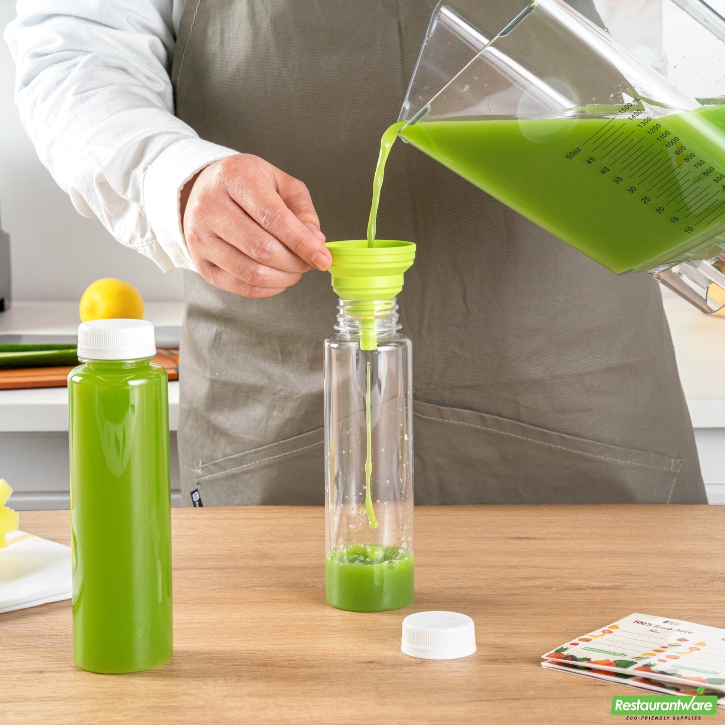 Wholesale Restaurantware Bottle Tek 100 Round Clear 12 oz Plastic Juice Bottles with Safety Caps- Bulk