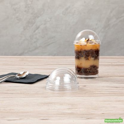 Wholesale Restaurantware Mini Serve Round Clear Plastic Dome Lid - Fits 5 Oz Dessert Cup - 25 Count Box- Bulk