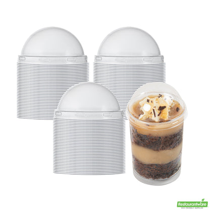 Wholesale Restaurantware Mini Serve Round Clear Plastic Dome Lid - Fits 5 Oz Dessert Cup - 25 Count Box- Bulk
