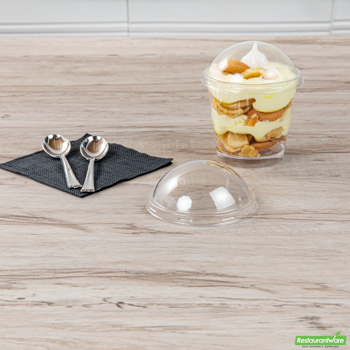 Wholesale Restaurantware Mini Serve Round Clear Plastic Dome Lid - Fits 6 Oz Dessert Cup - 100 Count Box- Bulk