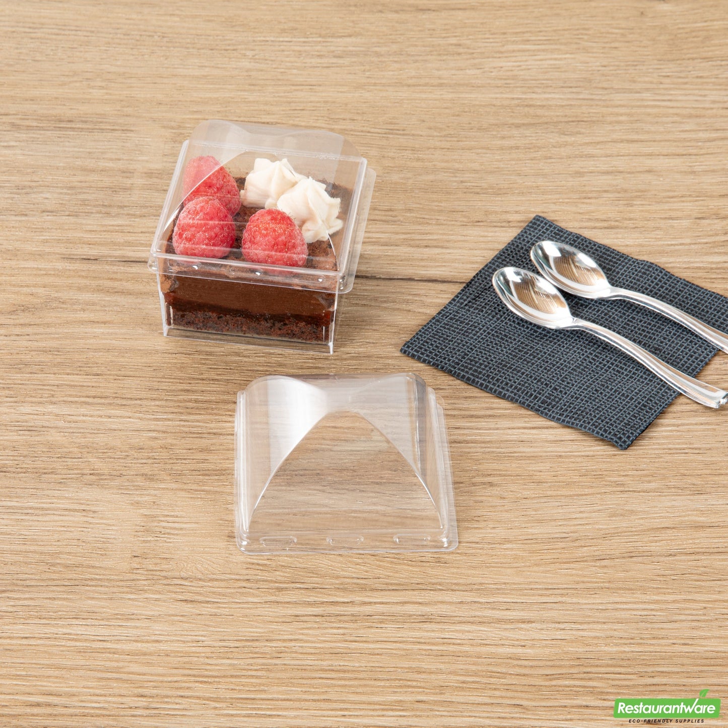 Wholesale Restaurantware Mini Serve Square Clear Plastic Dome Lid - Fits 5 Oz Dessert Cup - 100 Count Box- Bulk