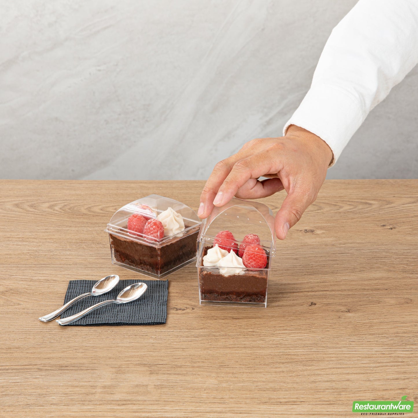 Wholesale Restaurantware Mini Serve Square Clear Plastic Dome Lid - Fits 5 Oz Dessert Cup - 100 Count Box- Bulk