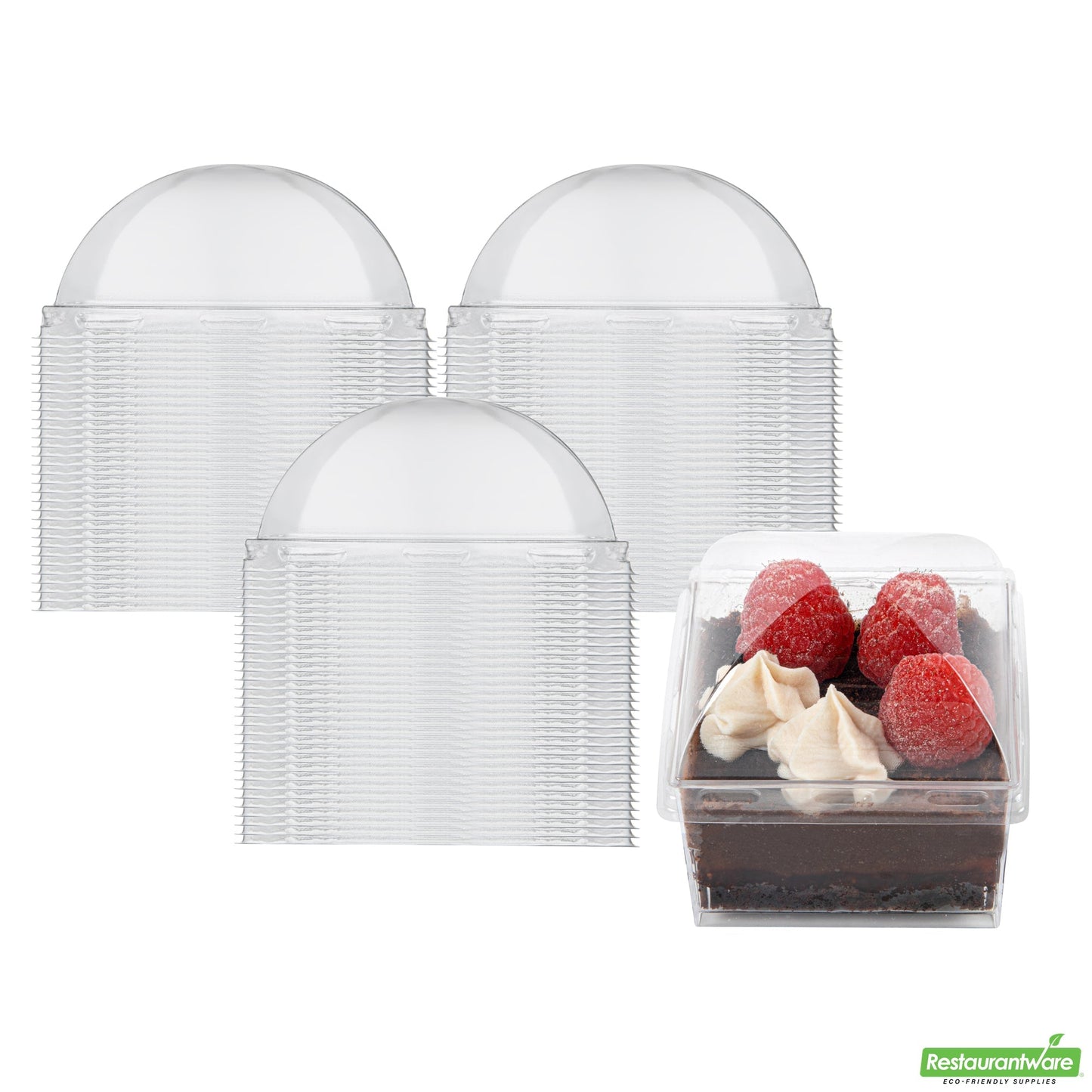 Wholesale Restaurantware Mini Serve Square Clear Plastic Dome Lid - Fits 5 Oz Dessert Cup - 100 Count Box- Bulk