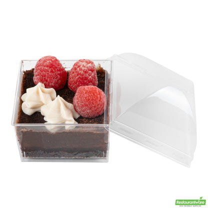 Wholesale Restaurantware Mini Serve Square Clear Plastic Dome Lid - Fits 5 Oz Dessert Cup - 100 Count Box- Bulk