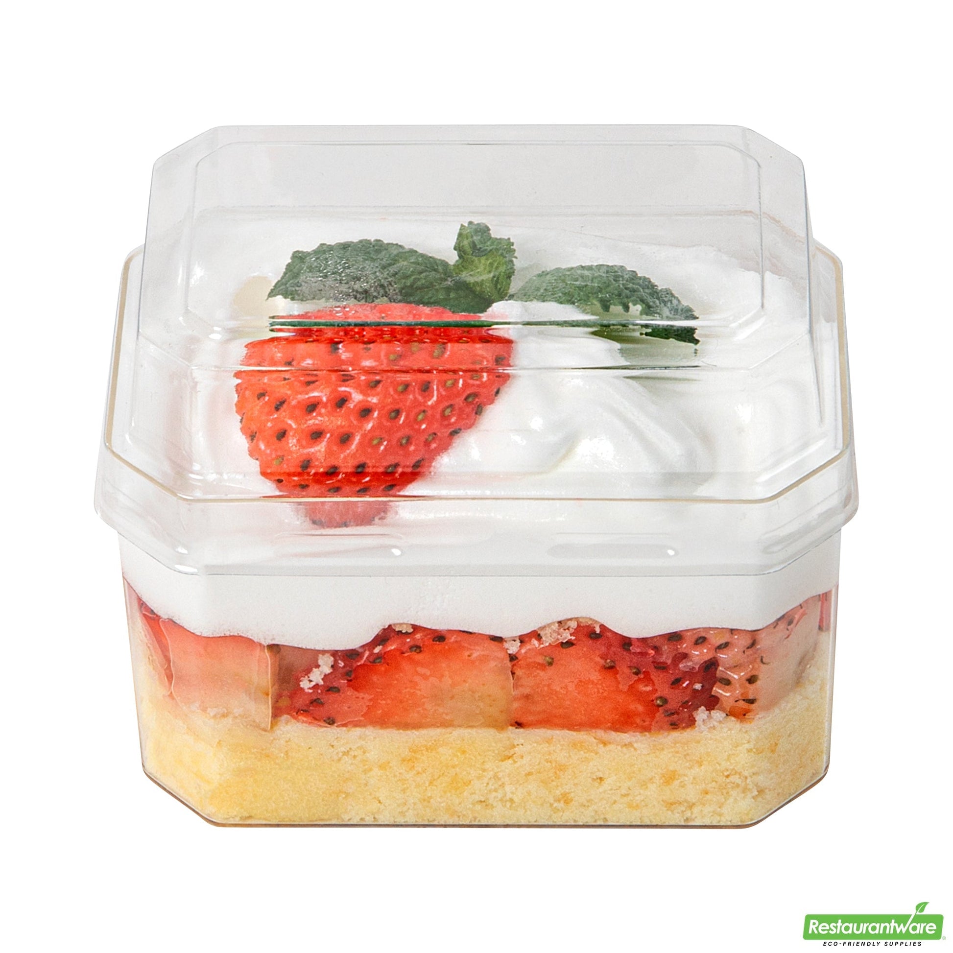 Wholesale Restaurantware Mini Serve Rectangle Clear Plastic Dome Lid - Fits 3 Oz Dessert Cup - 25 Count Box- Bulk