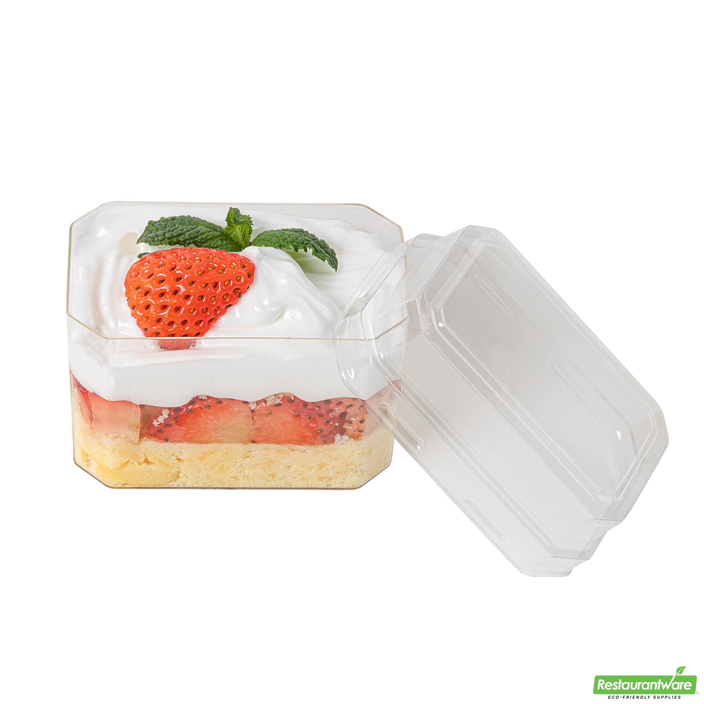 Wholesale Restaurantware Mini Serve Rectangle Clear Plastic Dome Lid - Fits 3 Oz Dessert Cup - 100 Count Box- Bulk
