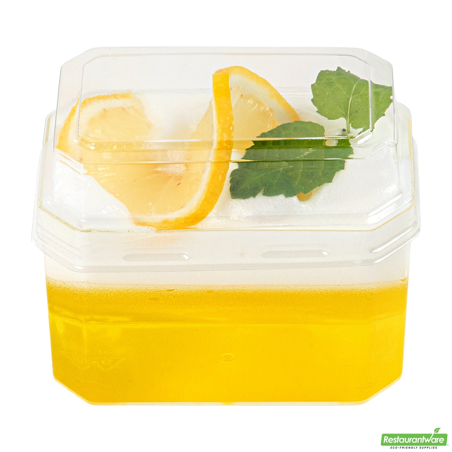 Wholesale Restaurantware Mini Serve 3 Oz Rectangle Clear Plastic Dessert Cup - with Lid - 3 1/4'' X 2'' X 2'' - 25 Count Box- Bulk