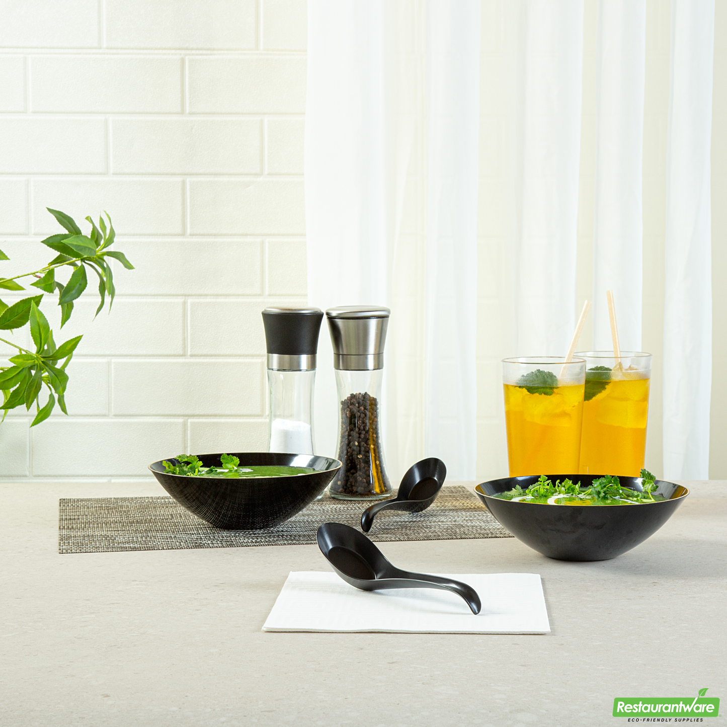 Wholesale Restaurantware Black Plastic Asian Soup Spoon - 6 1/2" X 1 3/4" X 3 1/4" - 1000 Count Box- Bulk