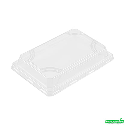 Wholesale Restaurantware Roku Rectangle Gold Plastic Take Out Sushi Tray - with Clear Lid - 6 1/2" X 4 1/4" X 1 1/2" - 100 Count Box- Bulk