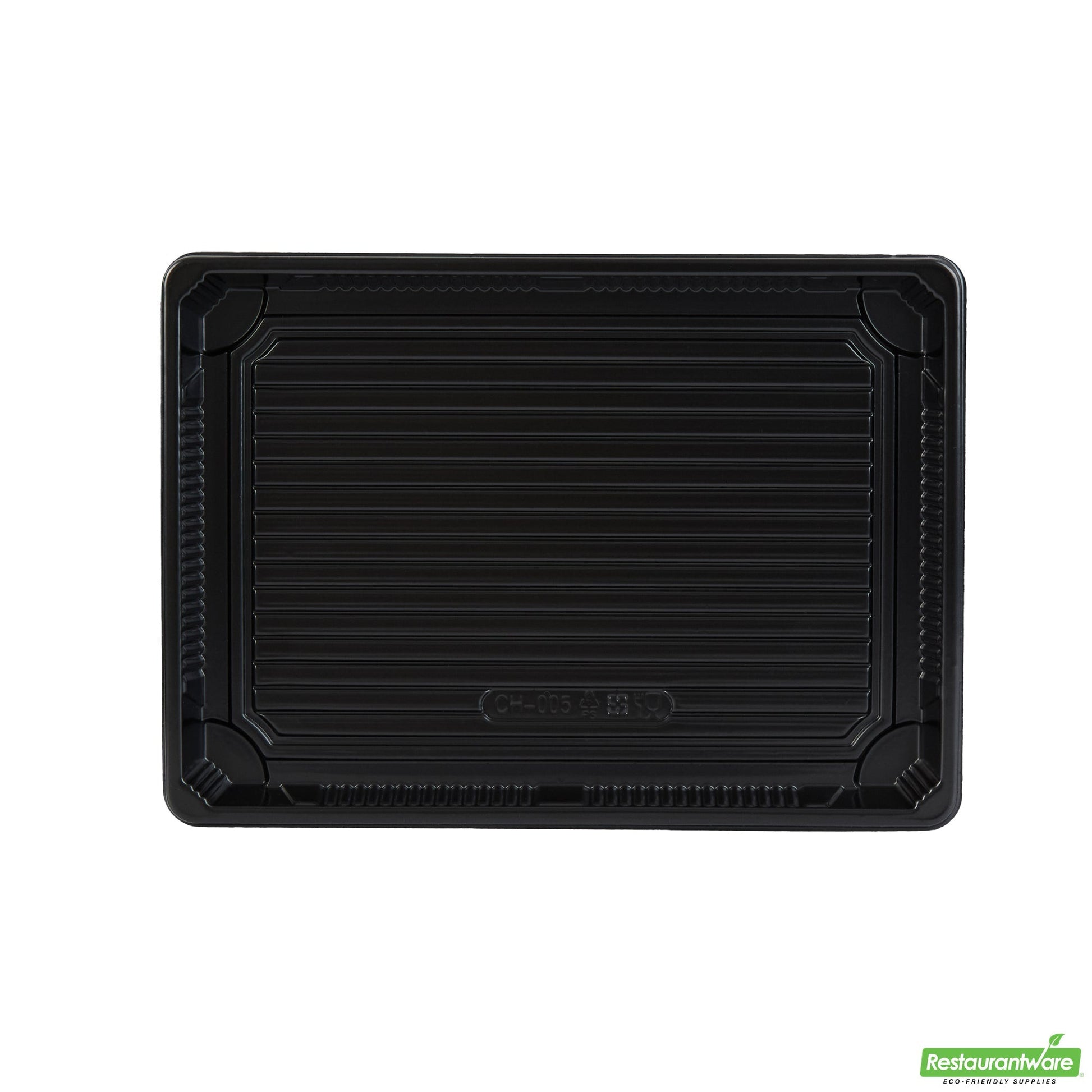 Wholesale Restaurantware Roku Rectangle Black Plastic Take Out Sushi Tray - with Clear Lid - 10" X 7 1/4" X 1 3/4" - 100 Count Box- Bulk