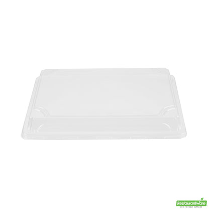 Wholesale Restaurantware Roku Rectangle Black Plastic Take Out Sushi Tray - with Clear Lid - 10" X 7 1/4" X 1 3/4" - 100 Count Box- Bulk