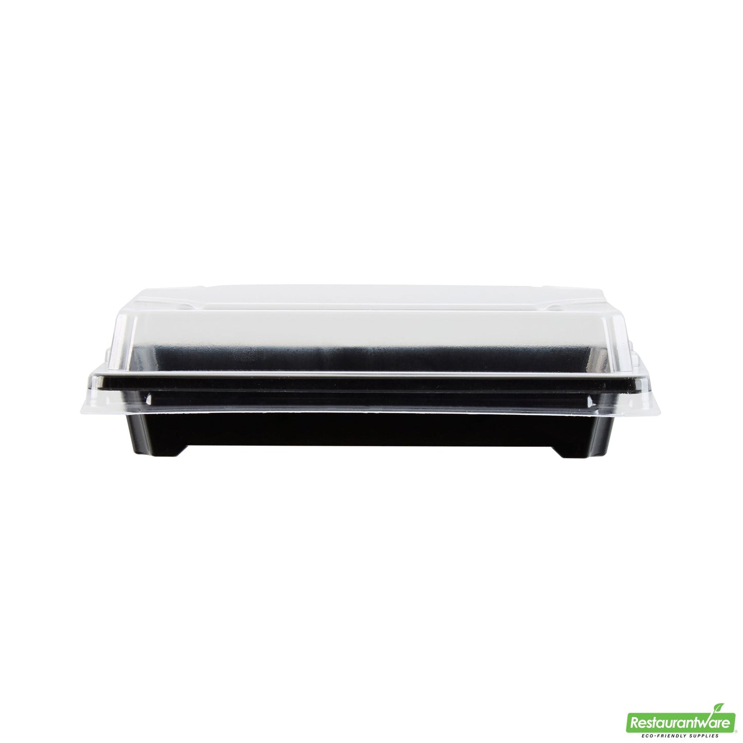 Wholesale Restaurantware Roku Rectangle Black Plastic Take Out Sushi Tray - with Clear Lid - 5 1/4" X 3 1/4" X 1 1/2" - 100 Count Box- Bulk