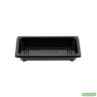 Wholesale Restaurantware Roku Rectangle Black Plastic Take Out Sushi Tray - with Clear Lid - 5 1/4" X 3 1/4" X 1 1/2" - 100 Count Box- Bulk
