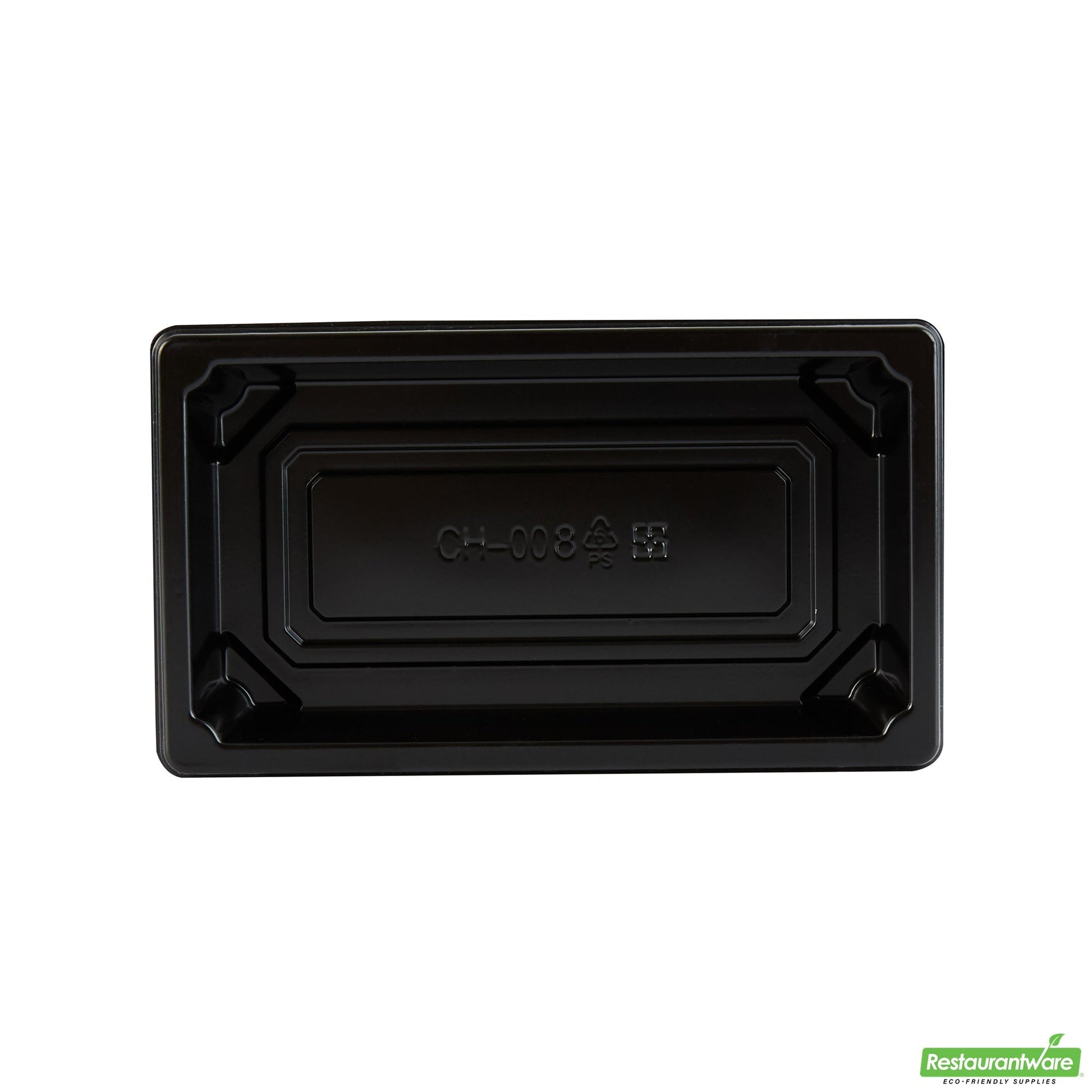 Wholesale Restaurantware Roku Rectangle Black Plastic Take Out Sushi Tray - with Clear Lid - 5 1/4" X 3 1/4" X 1 1/2" - 100 Count Box- Bulk