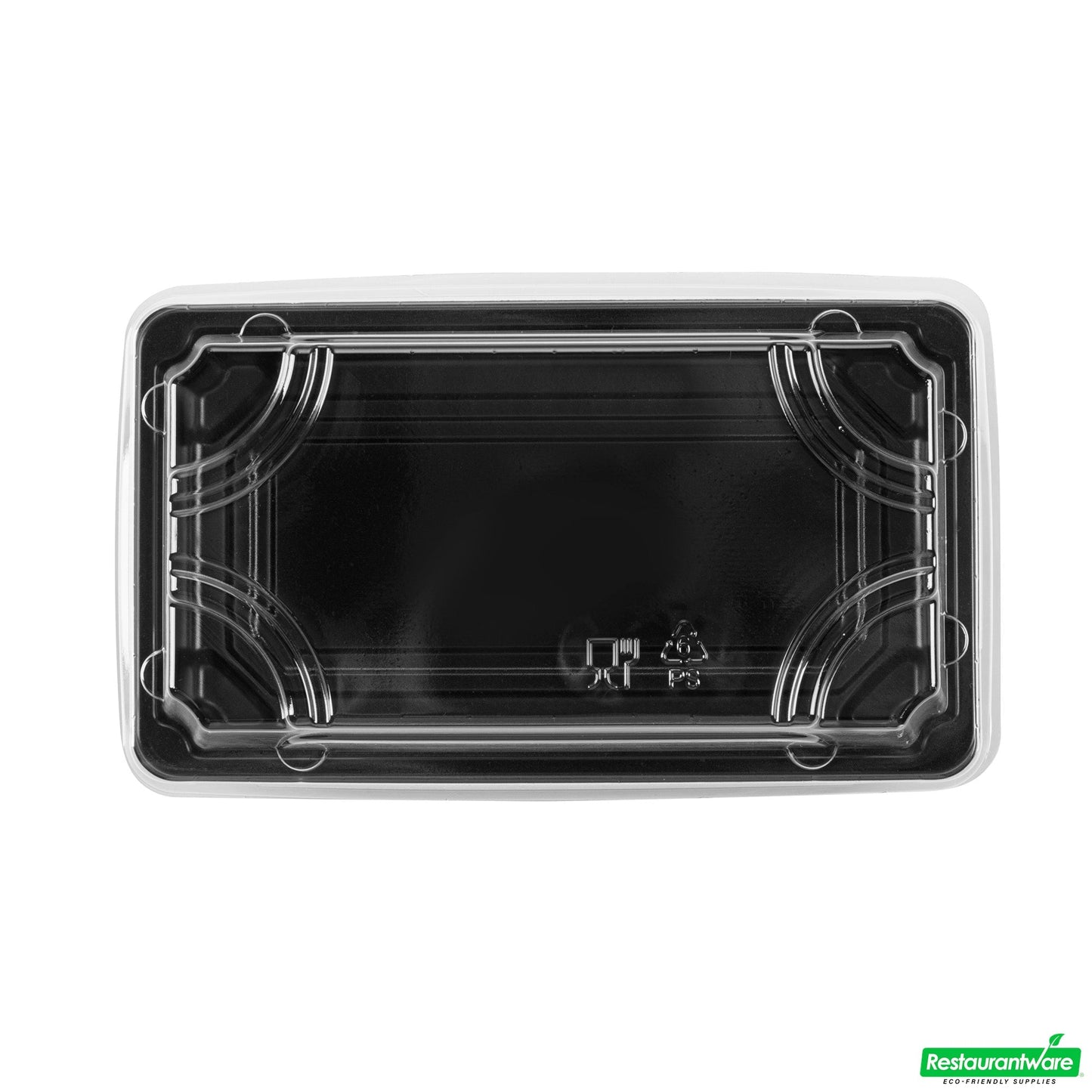 Wholesale Restaurantware Roku Rectangle Black Plastic Take Out Sushi Tray - with Clear Lid - 6" X 3 1/2" X 1 3/4" - 100 Count Box- Bulk