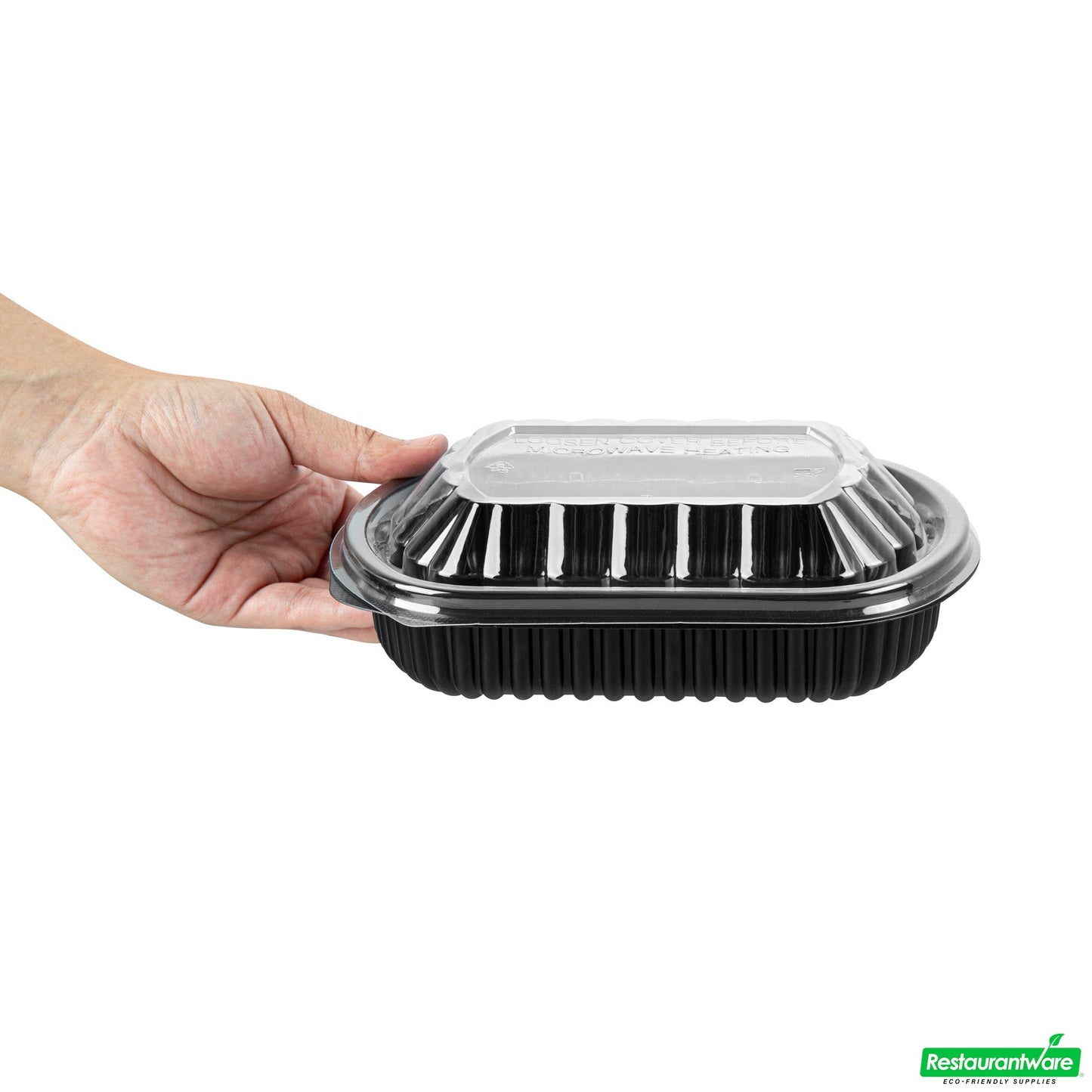 Wholesale Restaurantware 24 Oz Rectangle Black Plastic Food Container - with Clear Lid, Microwavable - 7 3/4" X 6 1/4" X 2 1/4" - 50 Count Box- Bulk