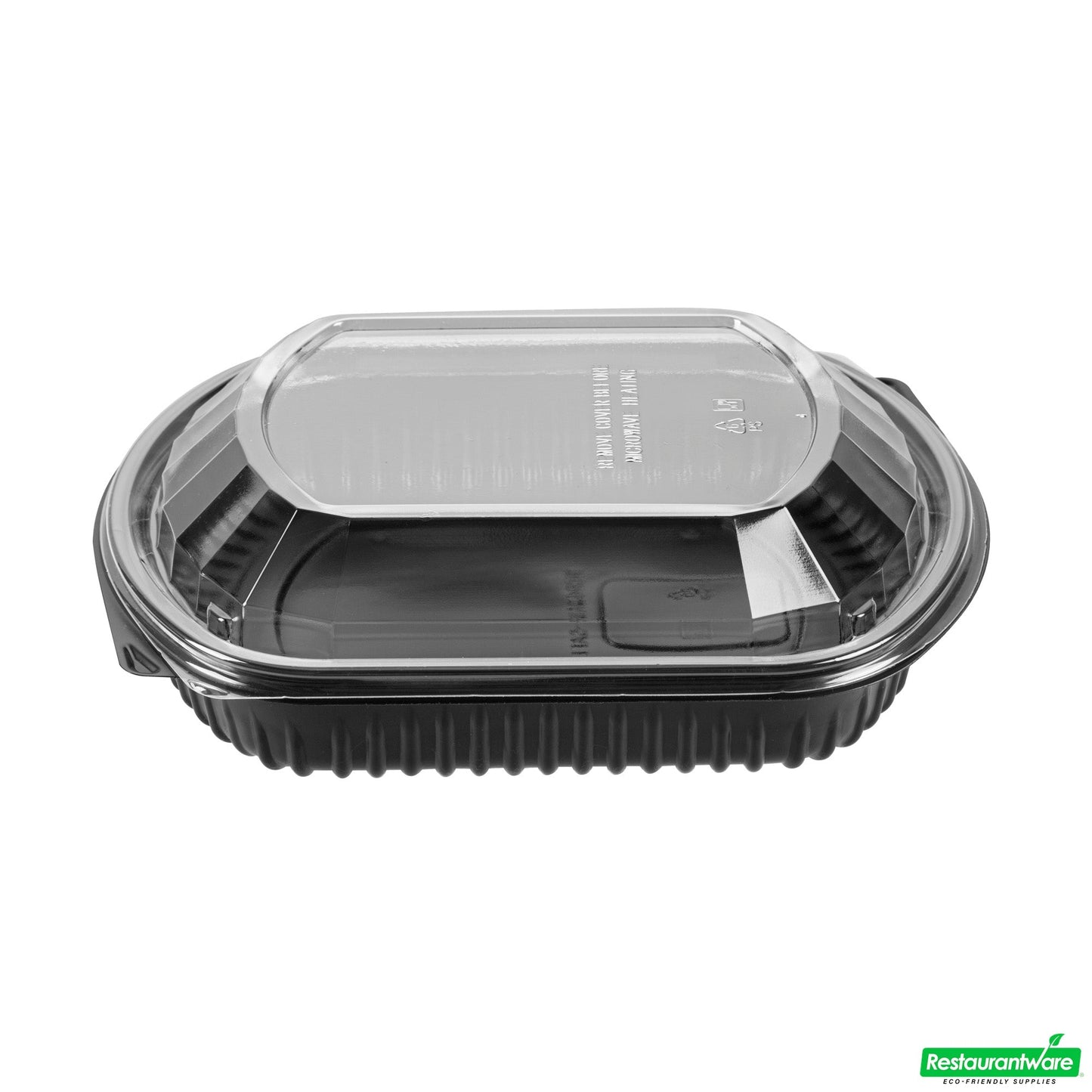 Wholesale Restaurantware 36 Oz Rectangle Black Plastic Food Container - with Clear Lid, Microwavable - 9 1/4" X 7 3/4" X 2 3/4" - 50 Count Box- Bulk