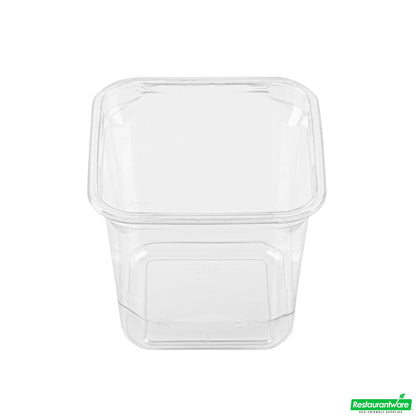 Wholesale Restaurantware Thermo Tek 24 Oz Square Clear Plastic Deli / Snack Container - 4 1/2" X 4 1/2" X 4 1/4" - 50 Count Box- Bulk