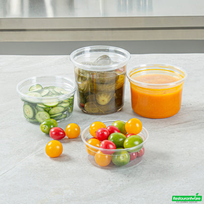 Wholesale Restaurantware Thermo Tek 8 Oz Round Clear Plastic to Go Deli Container - 4 1/2" X 4 1/2" X 1 1/2" - 25 Count Box- Bulk