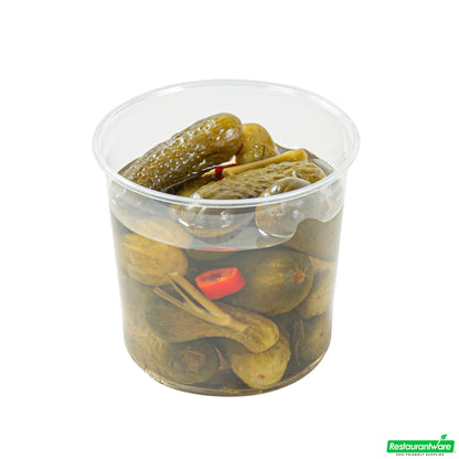 Wholesale Restaurantware Thermo Tek 24 Oz Round Clear Plastic to Go Deli Container - 4 1/2" X 4 1/2" X 4 1/4" - 100 Count Box- Bulk