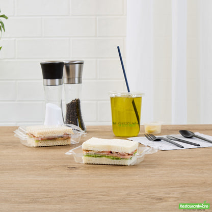 Wholesale Restaurantware Thermo Tek Rectangle Clear Plastic Clamshell Container - 6" X 4" X 1 1/2" - 100 Count Box- Bulk