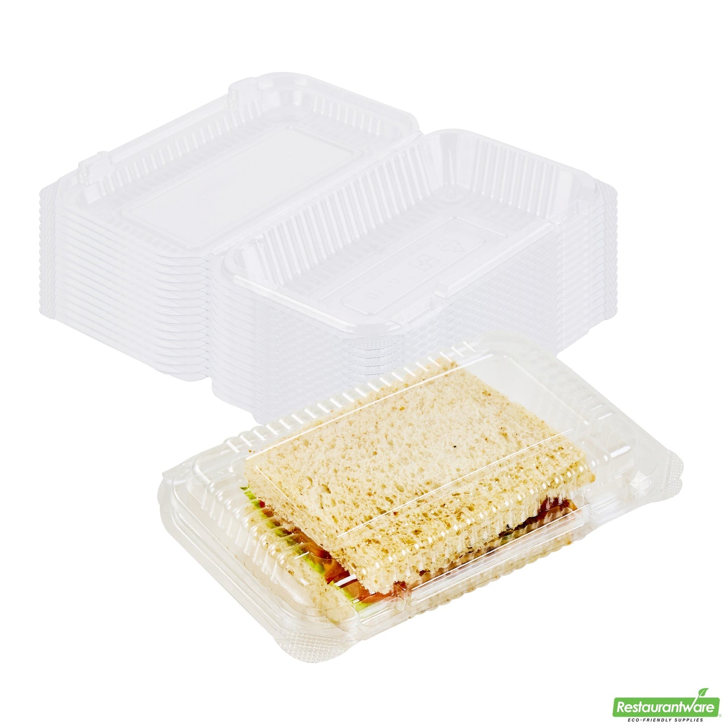 Wholesale Restaurantware Thermo Tek Rectangle Clear Plastic Clamshell Container - 6" X 4" X 1 1/2" - 100 Count Box- Bulk