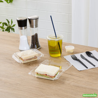 Wholesale Restaurantware Thermo Tek Rectangle Clear Plastic Clamshell Container - 6" X 4" X 1 1/2" - 100 Count Box- Bulk