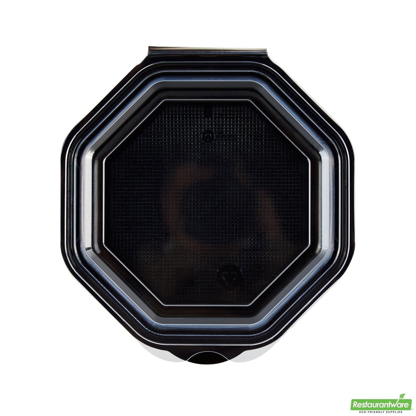 Wholesale Restaurantware Octagon Black Plastic Food Container - with Clear Lid - 6 1/4" X 6 1/4" X 2" - 100 Count Box- Bulk