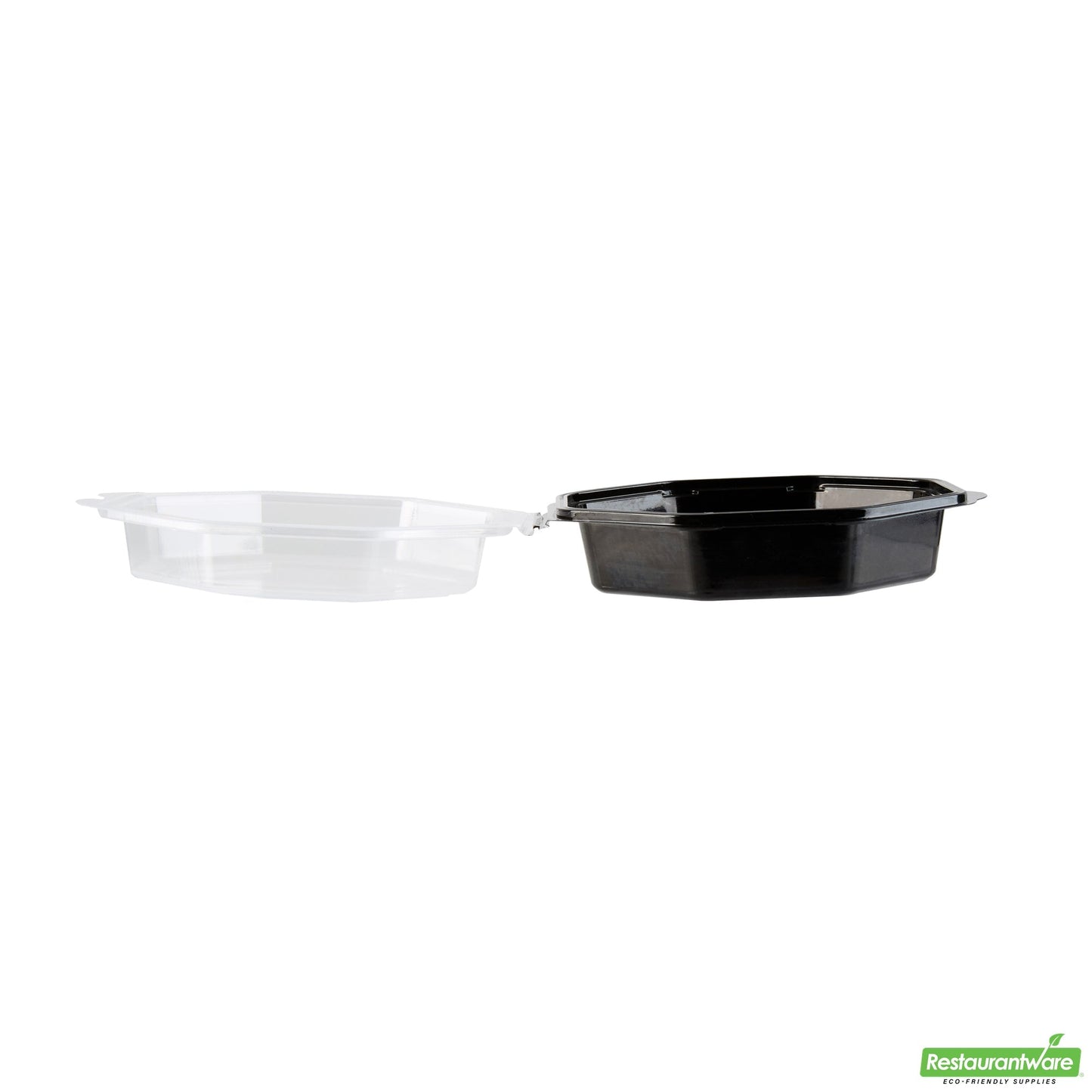 Wholesale Restaurantware Octagon Black Plastic Food Container - with Clear Lid - 6 1/4" X 6 1/4" X 2" - 100 Count Box- Bulk