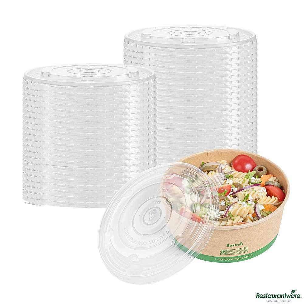 Wholesale Restaurantware Sustain Round Clear Plastic Lid 50 ct- Bulk