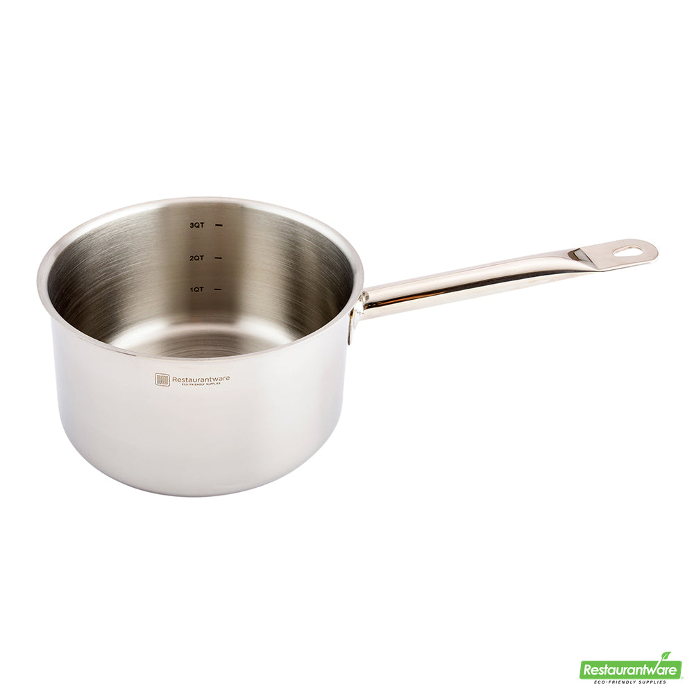 Wholesale Restaurantware Met Lux 3.5 Qt Stainless Steel Sauce Pan - Induction Ready, Single Handle- Bulk