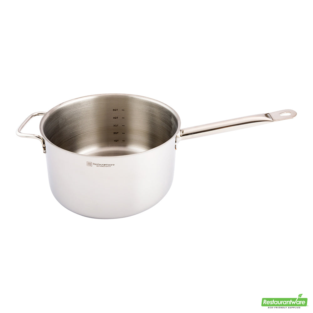 Wholesale Restaurantware Met Lux 6 Qt Stainless Steel Sauce Pan - Induction Ready, Dual Handle- Bulk