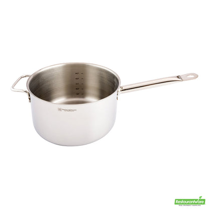 Wholesale Restaurantware Met Lux 6 Qt Stainless Steel Sauce Pan - Induction Ready, Dual Handle- Bulk