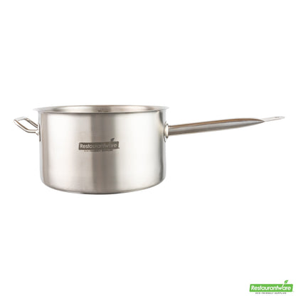 Wholesale Restaurantware Met Lux 7.5 Qt Stainless Steel Sauce Pan - Induction Ready, Dual Handle- Bulk