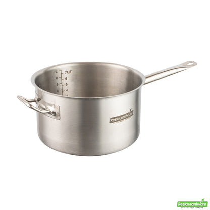 Wholesale Restaurantware Met Lux 7.5 Qt Stainless Steel Sauce Pan - Induction Ready, Dual Handle- Bulk