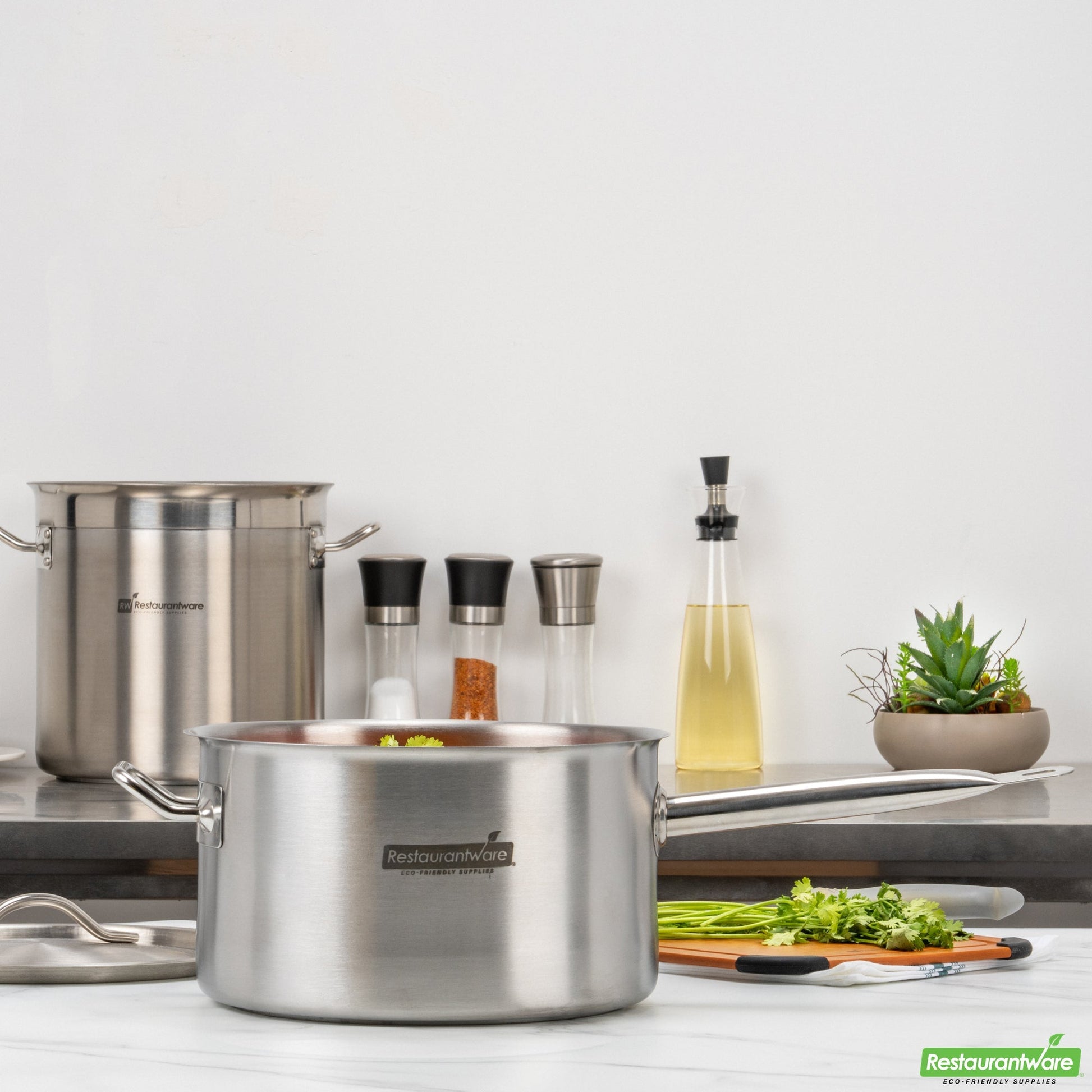 Wholesale Restaurantware Met Lux 7.5 Qt Stainless Steel Sauce Pan - Induction Ready, Dual Handle- Bulk