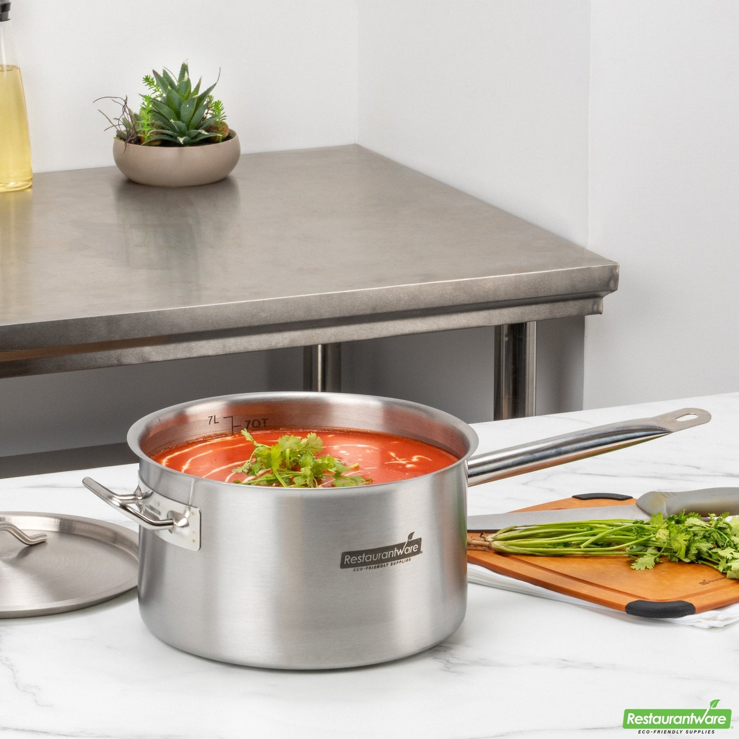 Wholesale Restaurantware Met Lux 7.5 Qt Stainless Steel Sauce Pan - Induction Ready, Dual Handle- Bulk