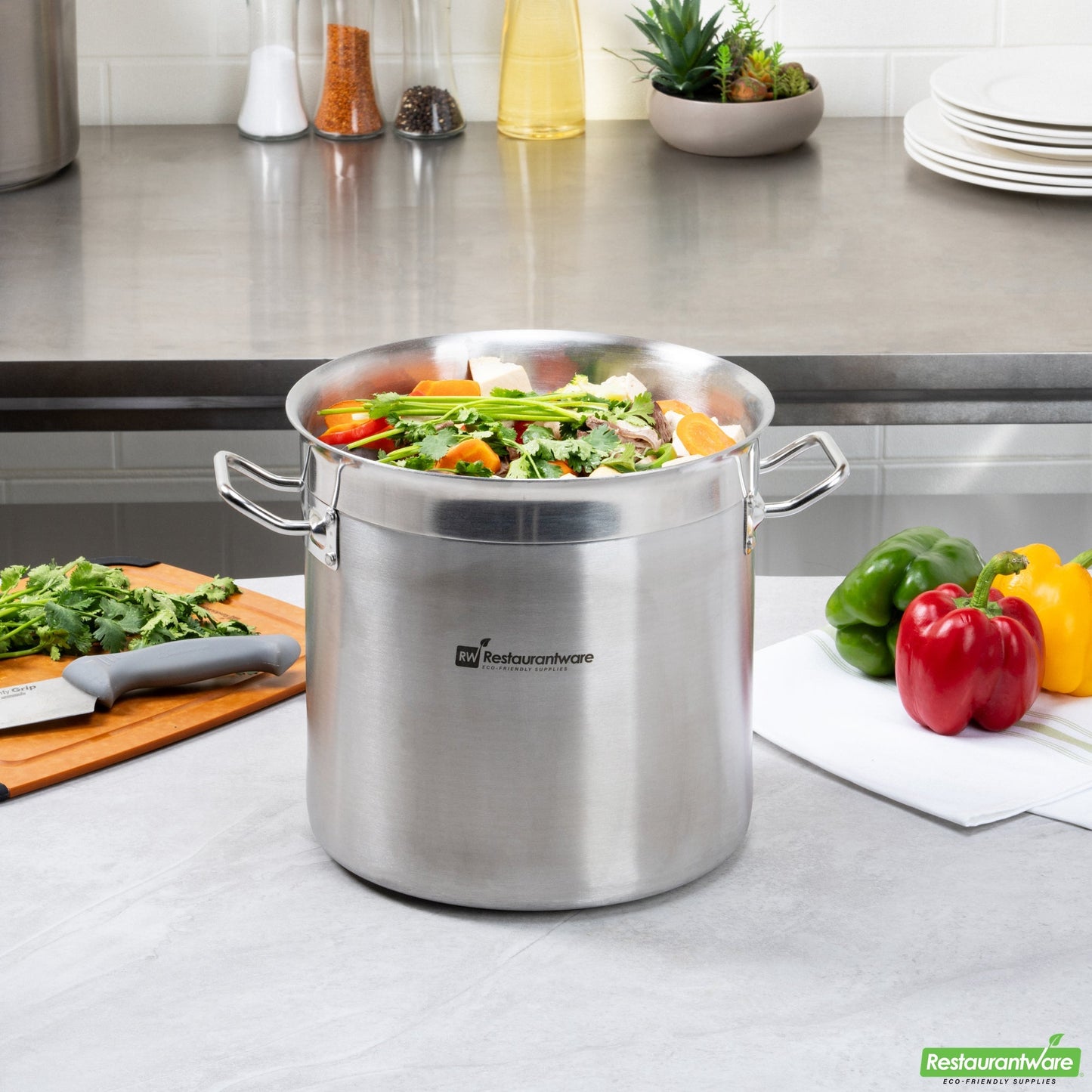Wholesale Restaurantware 13.5 Qt Stainless Steel Stock Pot - Induction Ready - 14" X 10.8" X 10.3"- Bulk