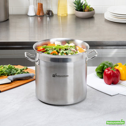 Wholesale Restaurantware 13.5 Qt Stainless Steel Stock Pot - Induction Ready - 14" X 10.8" X 10.3"- Bulk